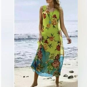 Soft Surroundings Tropez Tropical maxi dress small